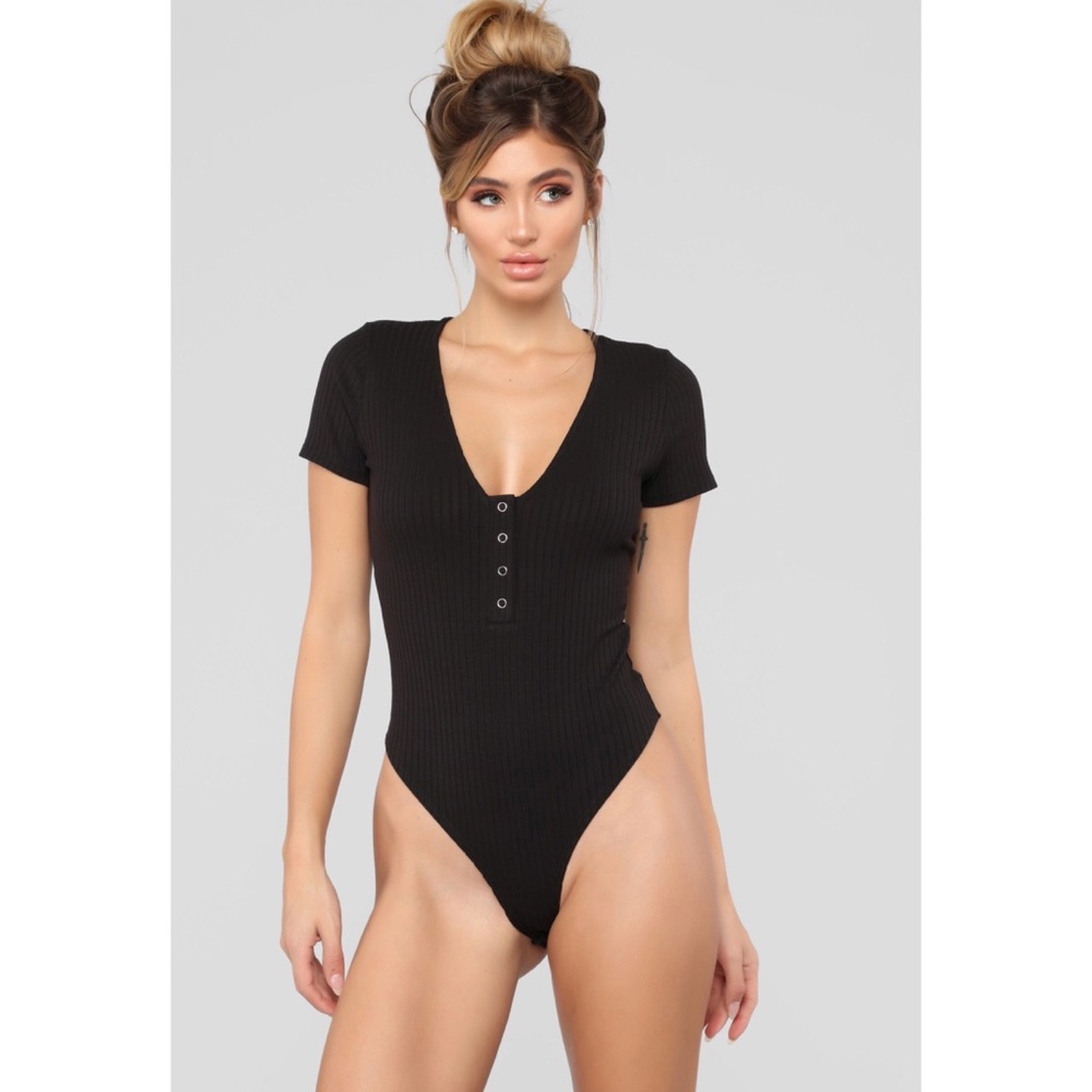 FASHION NOVA Casual black bodysuit w thong XL